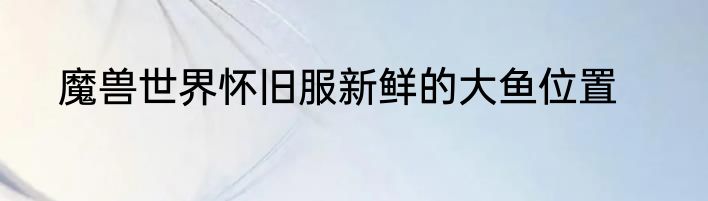 魔兽世界怀旧服新鲜的大鱼位置