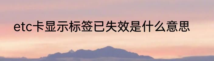 etc卡显示标签已失效是什么意思
