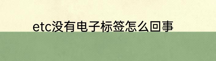 etc没有电子标签怎么回事