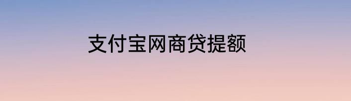 支付宝网商贷提额