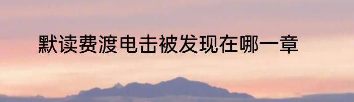 默读费渡电击被发现在哪一章