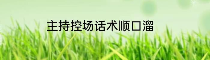 主持控场话术顺口溜