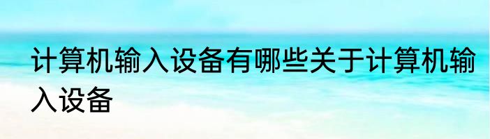 计算机输入设备有哪些关于计算机输入设备