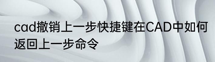 cad撤销上一步快捷键在CAD中如何返回上一步命令