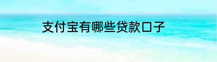 支付宝有哪些贷款口子