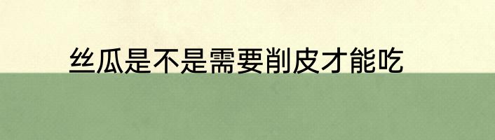 丝瓜是不是需要削皮才能吃