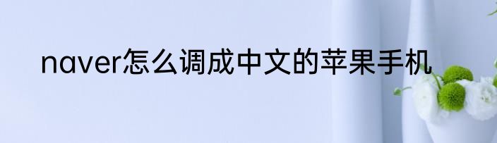 naver怎么调成中文的苹果手机