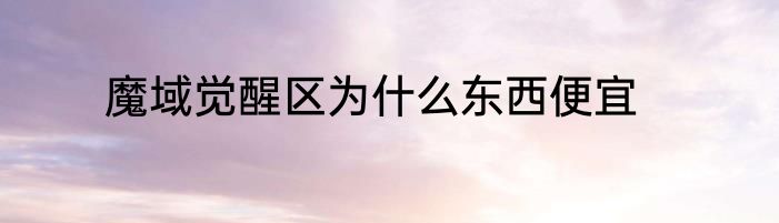 魔域觉醒区为什么东西便宜