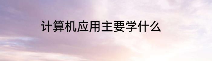 计算机应用主要学什么