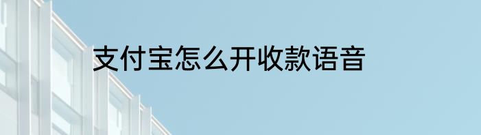 支付宝怎么开收款语音