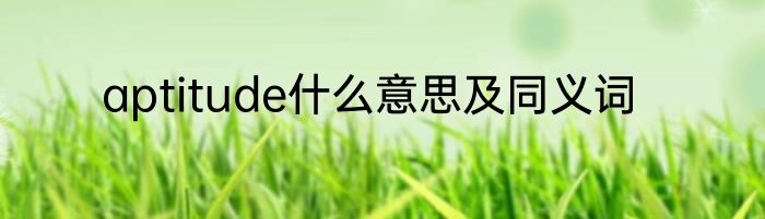 aptitude什么意思及同义词