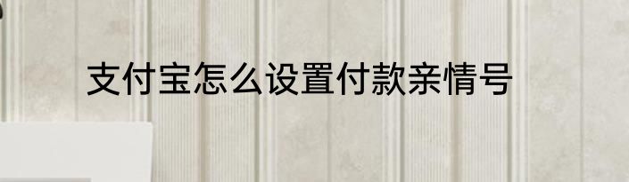 支付宝怎么设置付款亲情号