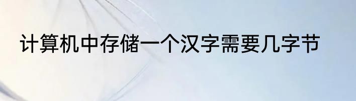 计算机中存储一个汉字需要几字节