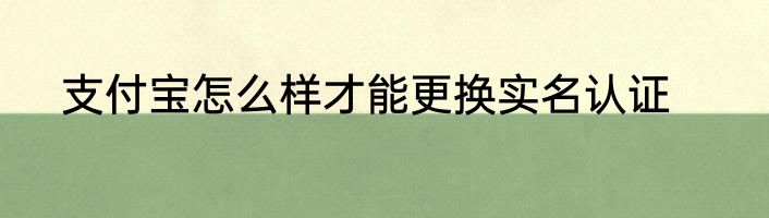 支付宝怎么样才能更换实名认证