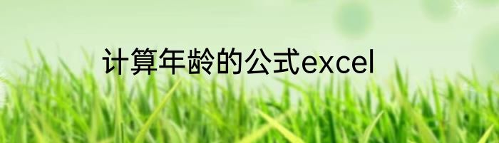 计算年龄的公式excel