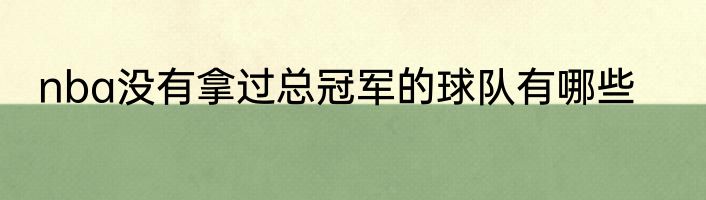 nba没有拿过总冠军的球队有哪些