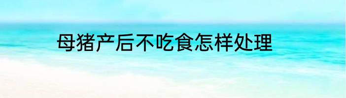 母猪产后不吃食怎样处理