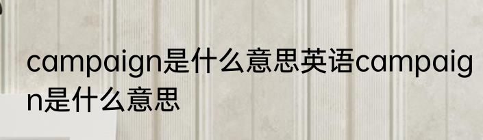 campaign是什么意思英语campaign是什么意思