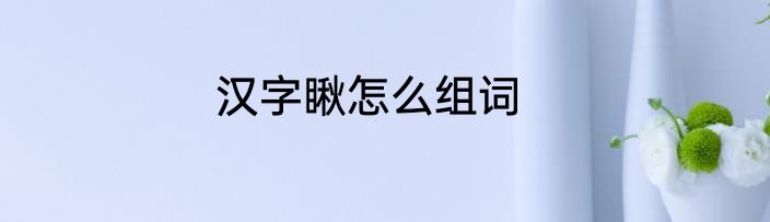 汉字瞅怎么组词