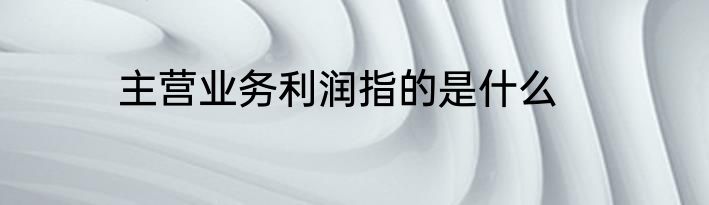 主营业务利润指的是什么