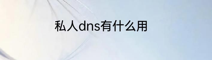 私人dns有什么用