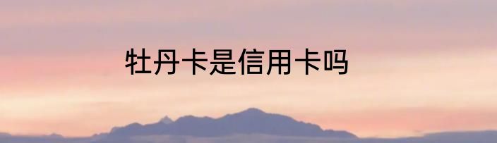 牡丹卡是信用卡吗