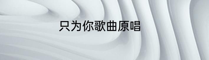 只为你歌曲原唱