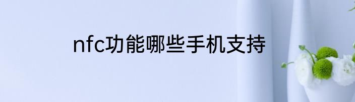 nfc功能哪些手机支持