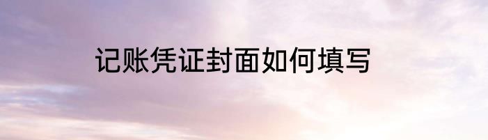 记账凭证封面如何填写
