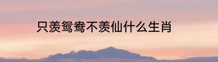 只羡鸳鸯不羡仙什么生肖
