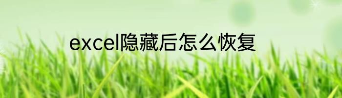 excel隐藏后怎么恢复