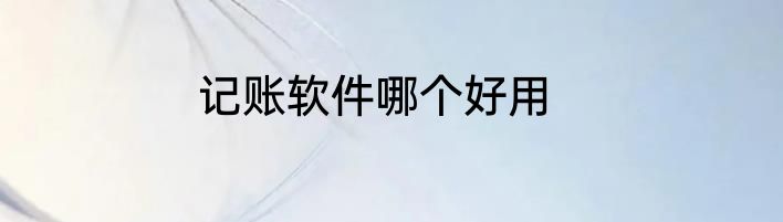 记账软件哪个好用