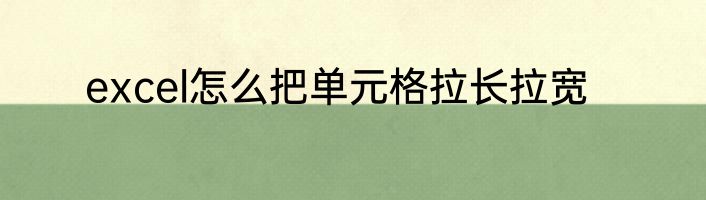 excel怎么把单元格拉长拉宽