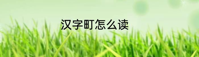 汉字町怎么读