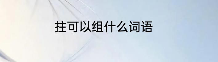 拄可以组什么词语