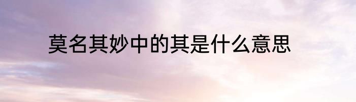 莫名其妙中的其是什么意思