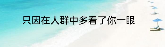 只因在人群中多看了你一眼