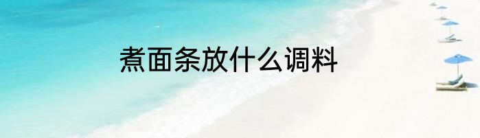 煮面条放什么调料