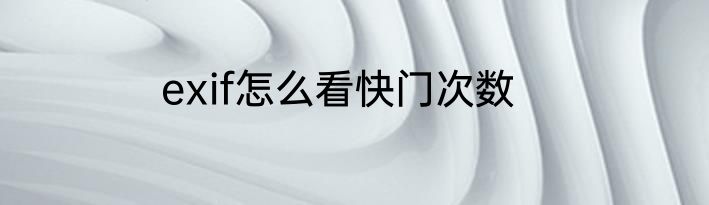 exif怎么看快门次数