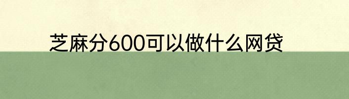 芝麻分600可以做什么网贷