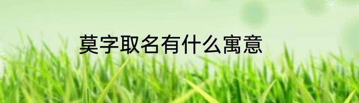 莫字取名有什么寓意