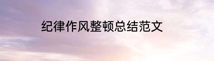 纪律作风整顿总结范文
