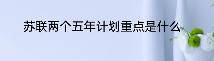 苏联两个五年计划重点是什么