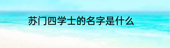 苏门四学士的名字是什么