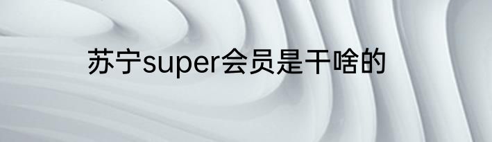 苏宁super会员是干啥的