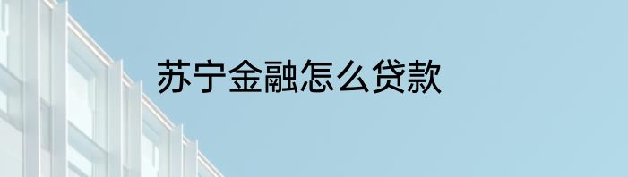 苏宁金融怎么贷款