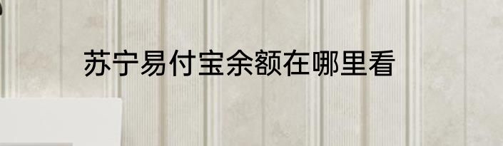 苏宁易付宝余额在哪里看