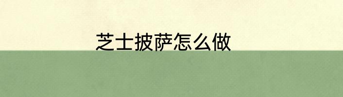 芝士披萨怎么做