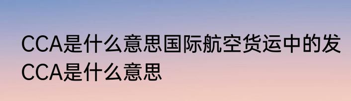 CCA是什么意思国际航空货运中的发CCA是什么意思