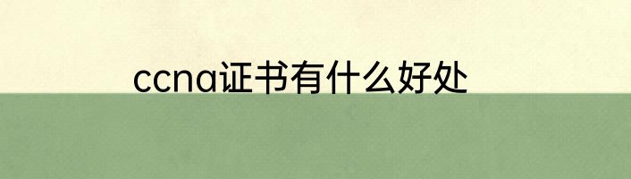 ccna证书有什么好处